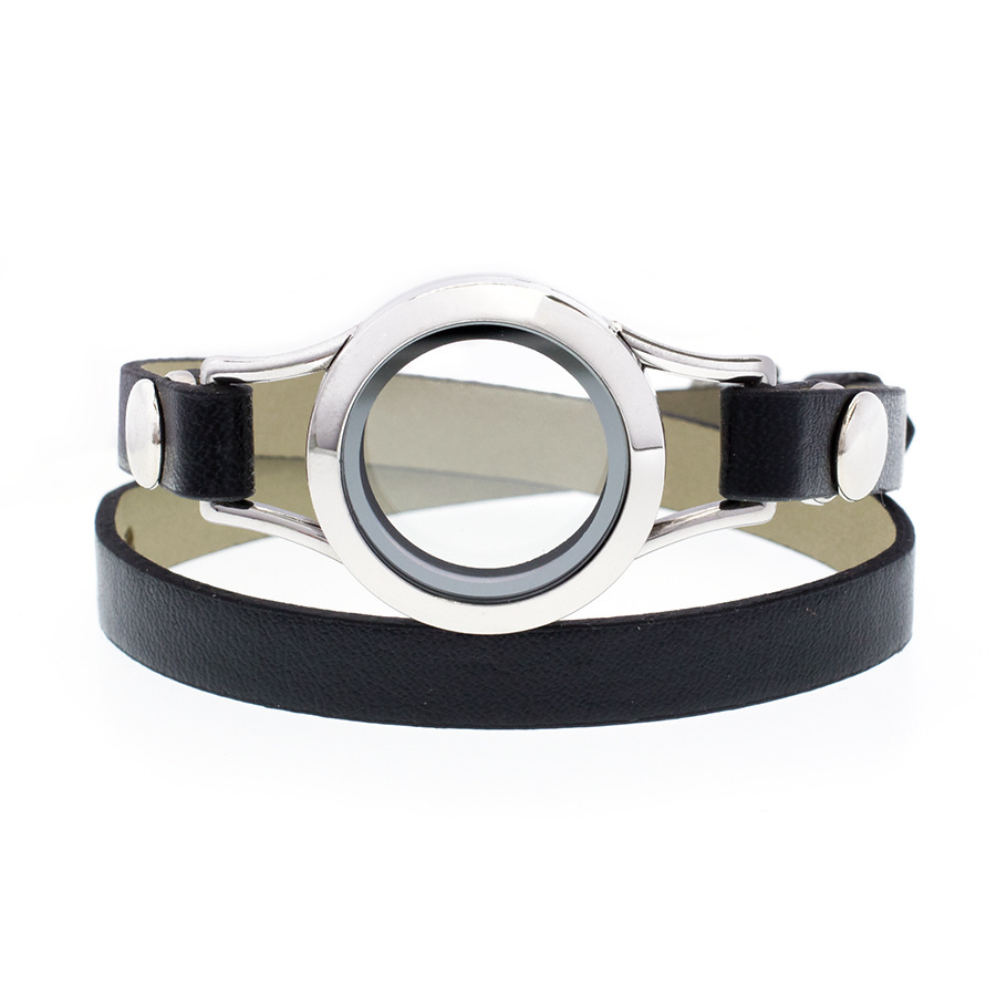 JK97 25mm stainless steel magnetic glossy PU double - ring double - sided glass