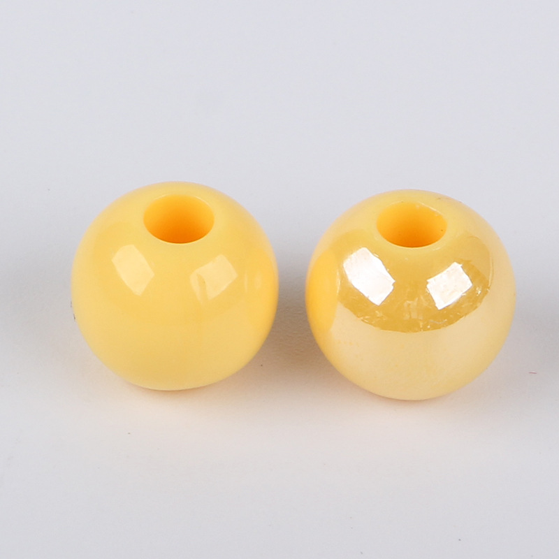 Yellow white plated round beads