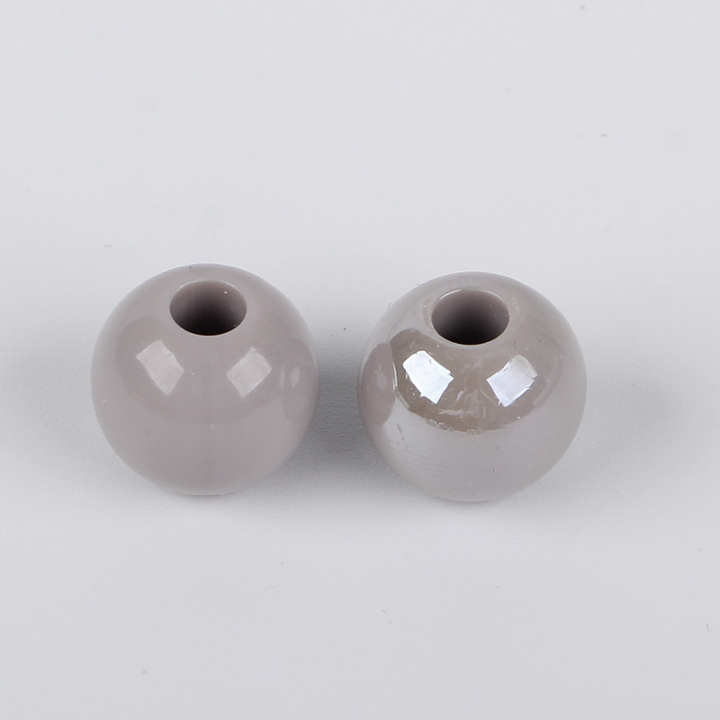 Grey white plated round beads