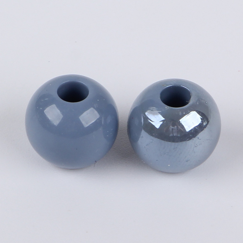 Fog blue white plated round beads