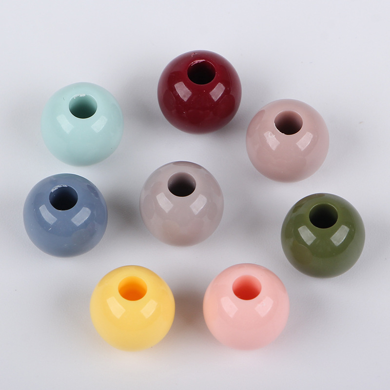 Solid color mixed color white plated round beads