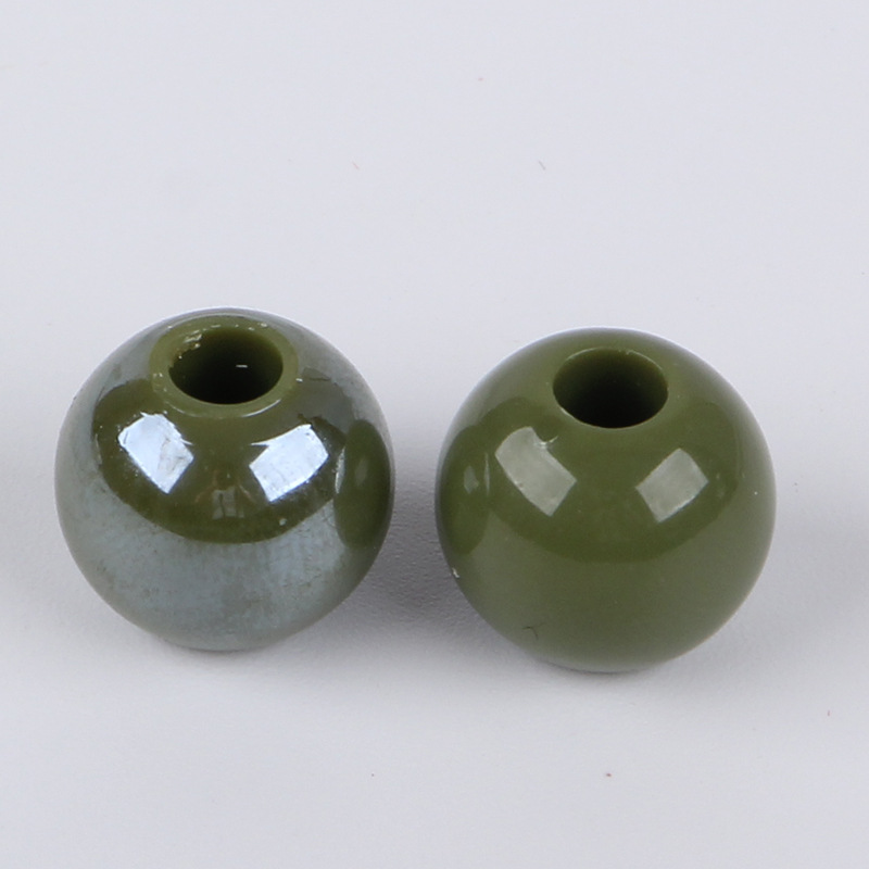 Dark green solid color round beads