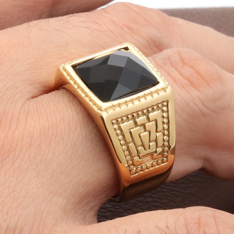 Golden Black Gem Ring Ring Number 9