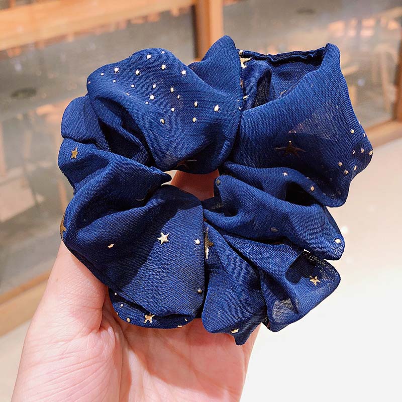 3 # Navy Blue Star scrunchie