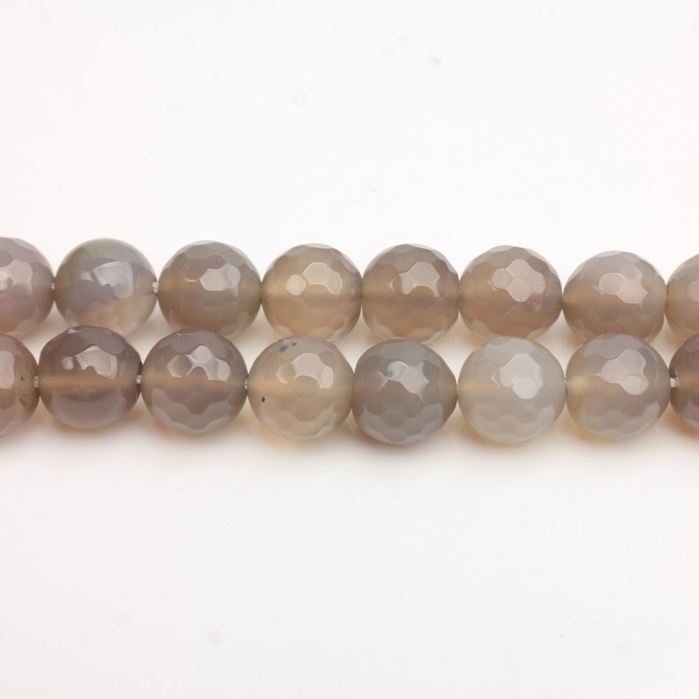 Natural Grey Agate Ball beads with cut surface