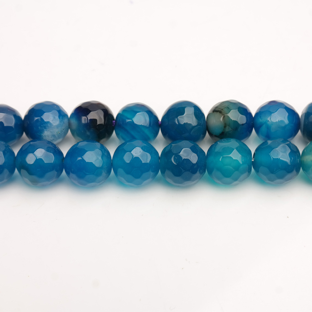 Dark Blue Agate ball beads with cut surface