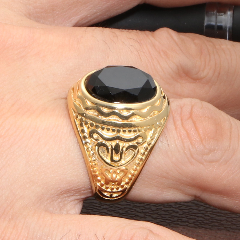 Golden Black Gem Ring Ring Number 13