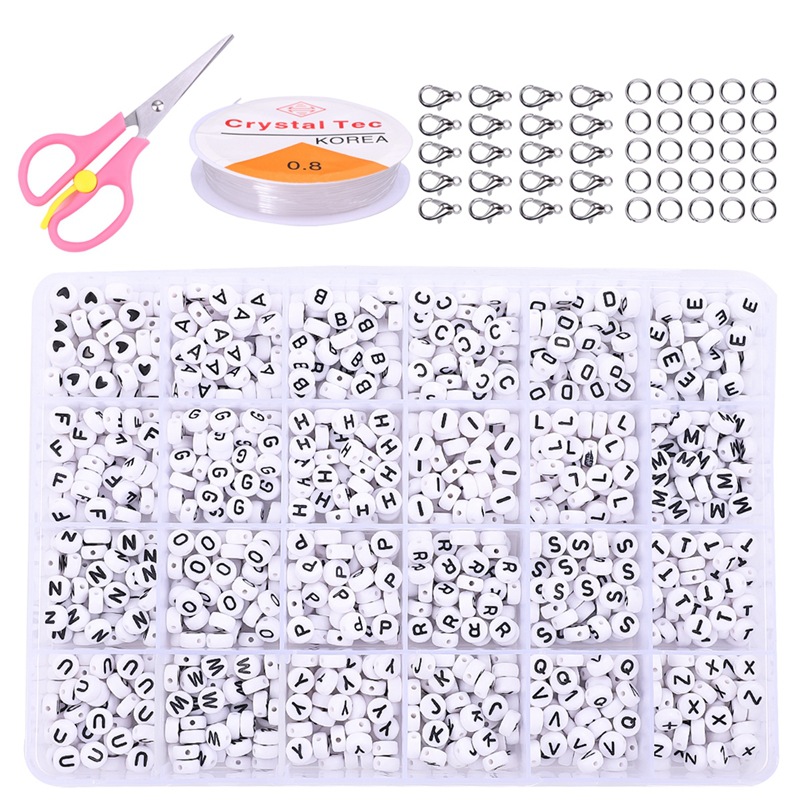 Flat letter bead box kit set