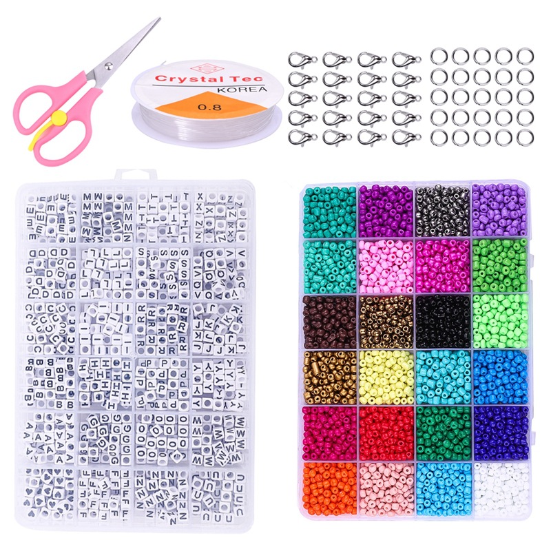 4mm rice bead square letter bead combination set