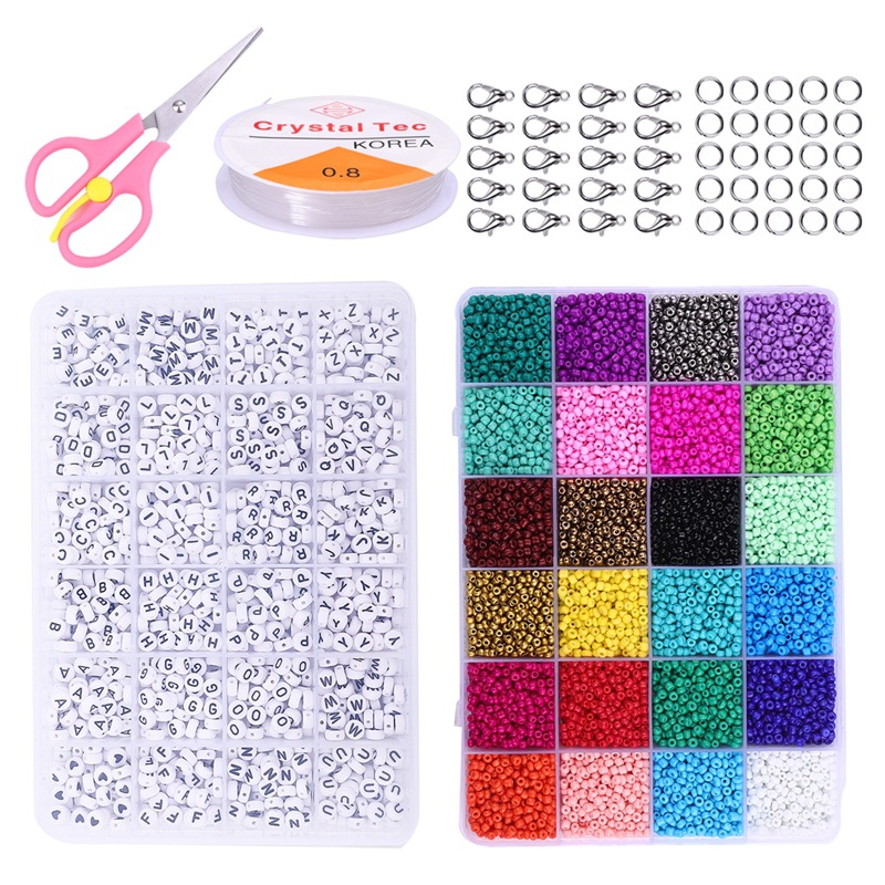 3mm rice bead flat letter bead combination set package