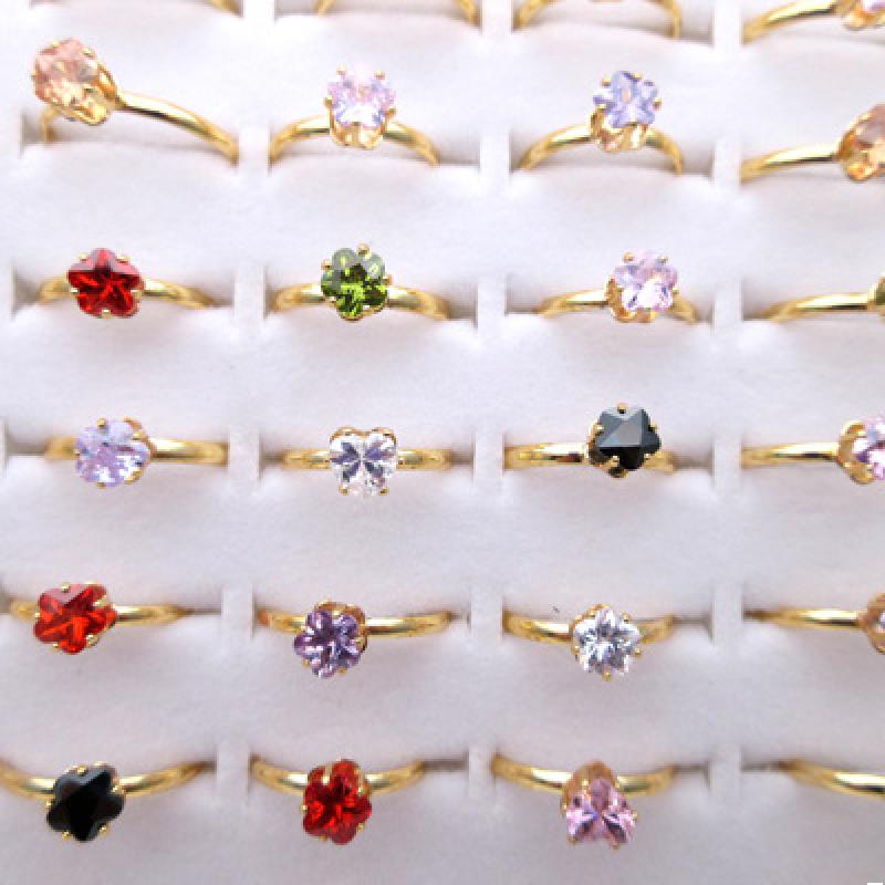 A2020 mixed-color Zircon Ring with adjustable open