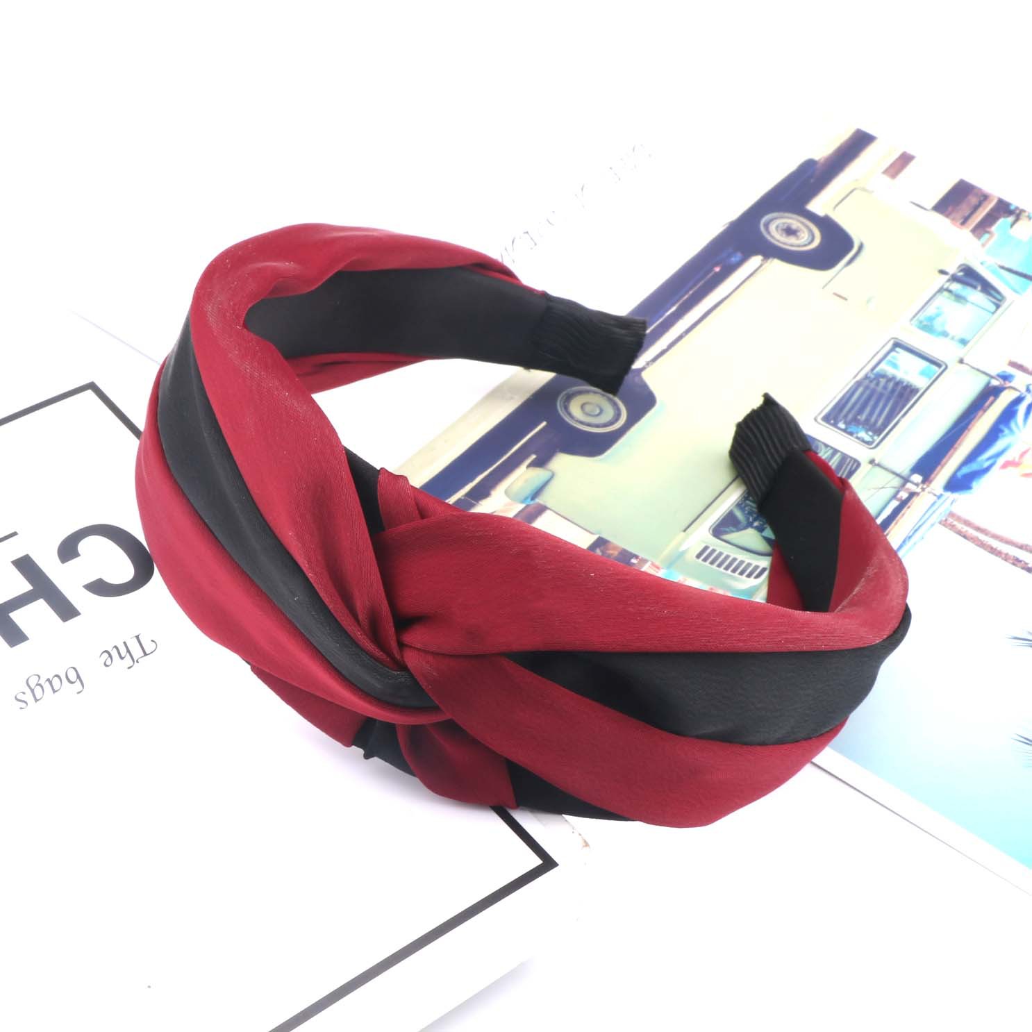 4:FG1013 # cross headband-black red