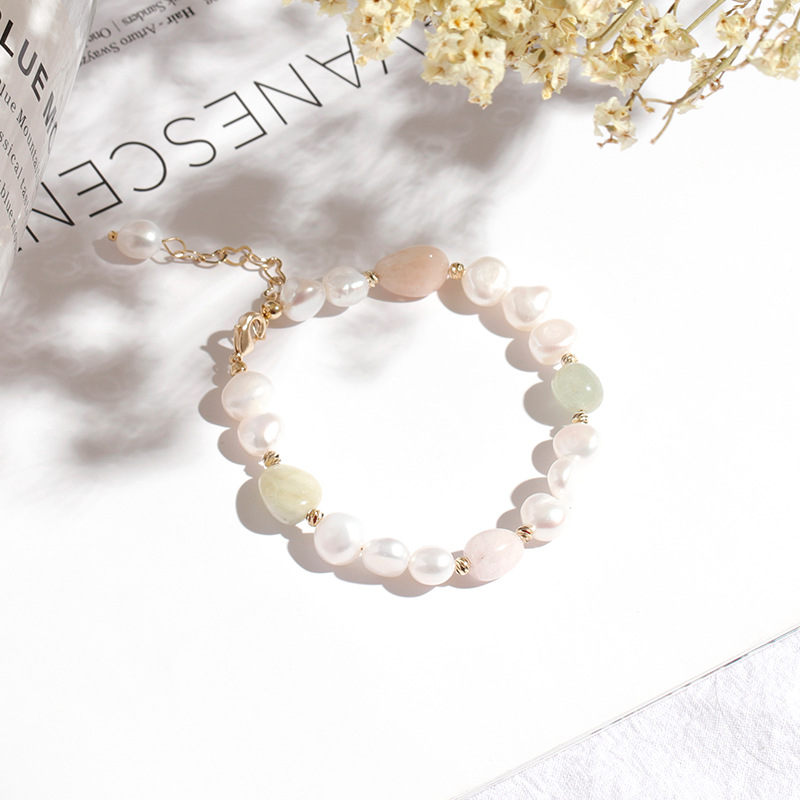 Three pearl separated Morgan stone bracelet