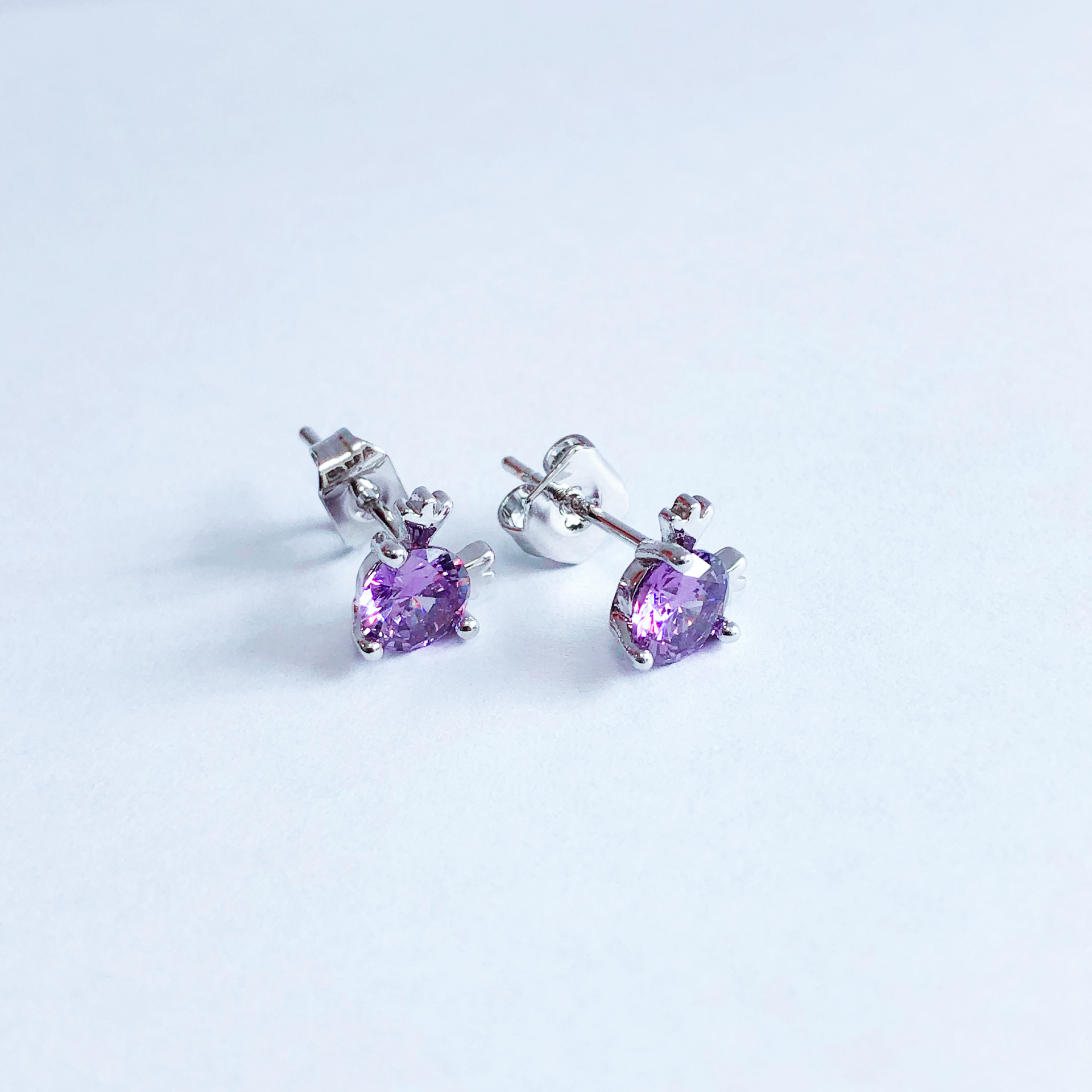 Antler stud - purple diamond