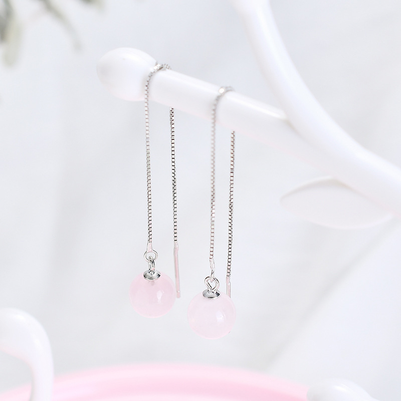 5:Pink crystal ear thread