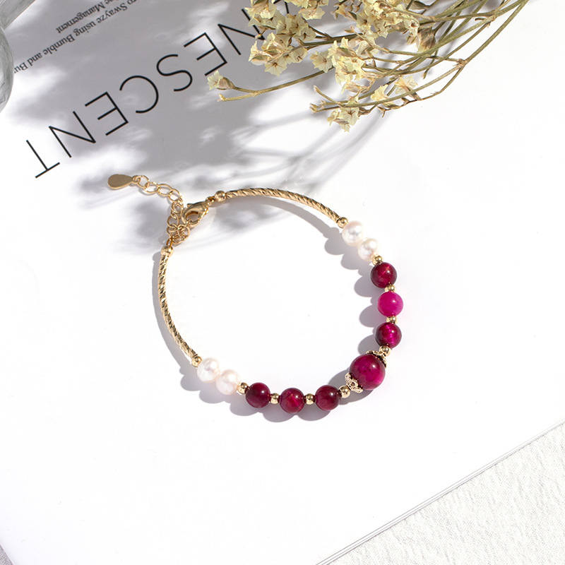 Red tiger eye pearl bracelet