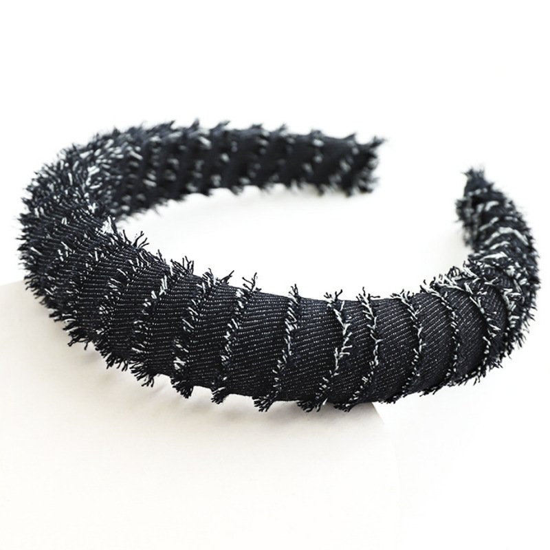 Black denim wrapped sponge hair hoop