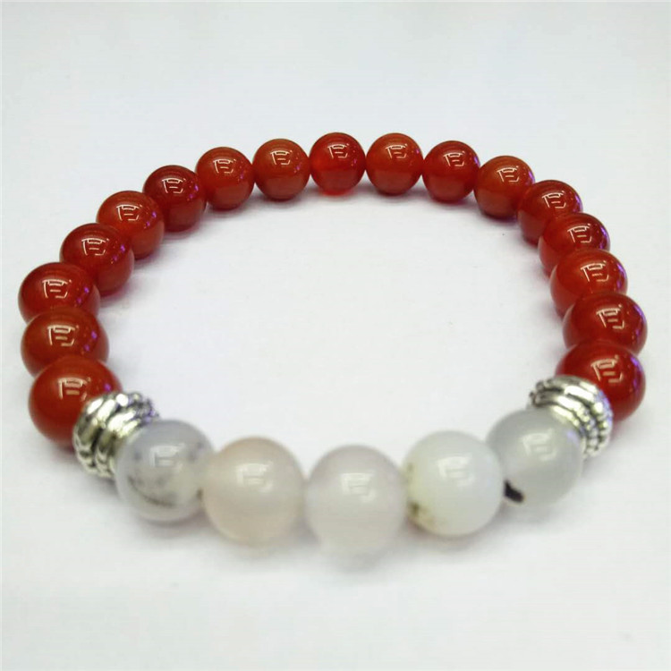 Red Agate and Ocean Chalcedony and Silver Hardware