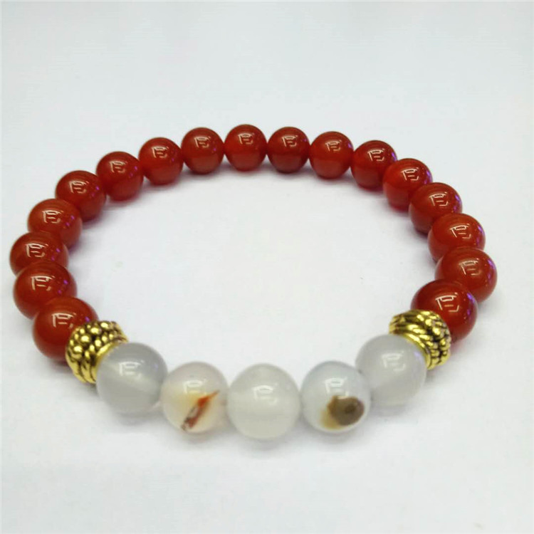 Red Agate and Ocean Chalcedony and Gold Hardware
