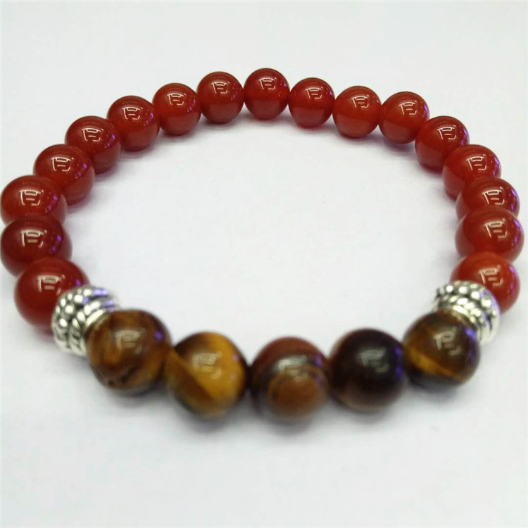 Red Agate and Tiger Eye and Silver Hardware
