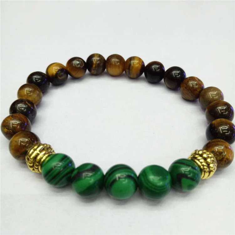 Tiger Eye and Malachite and Gold Hardware