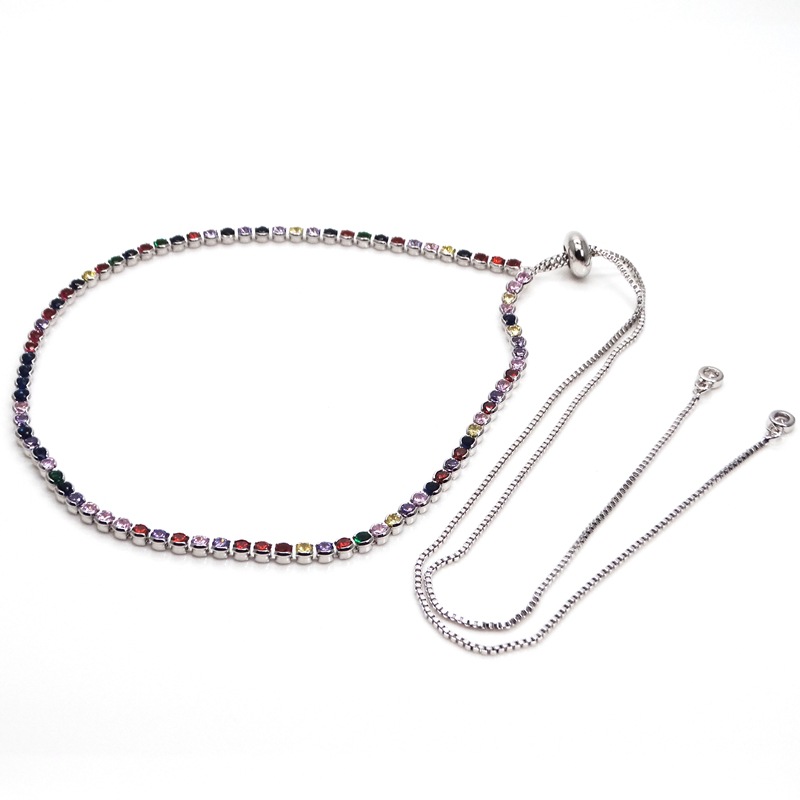 2 silver color plated with colorful rhinestone