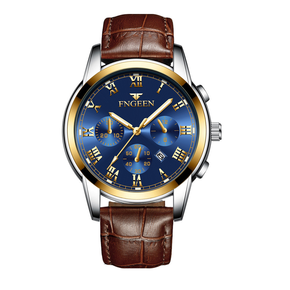 Brown Leather-Medium Gold-Blue Surface