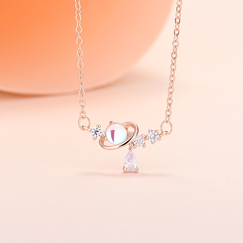 Planet necklace.-rose gold plated