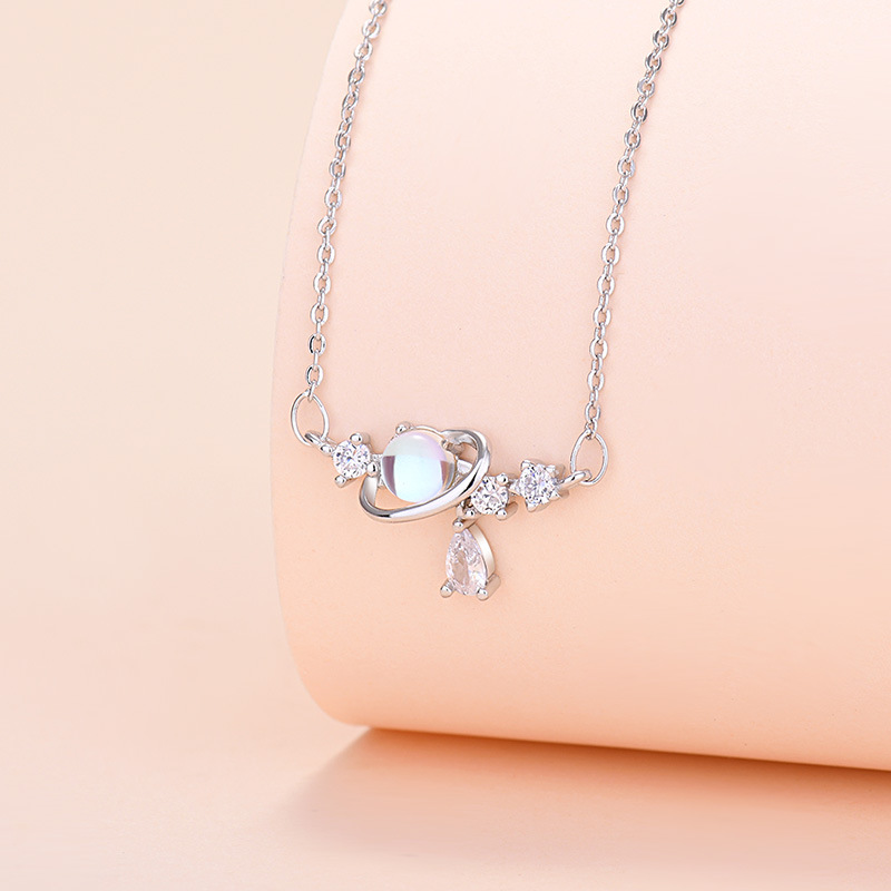 Planet necklace.-platinum plated