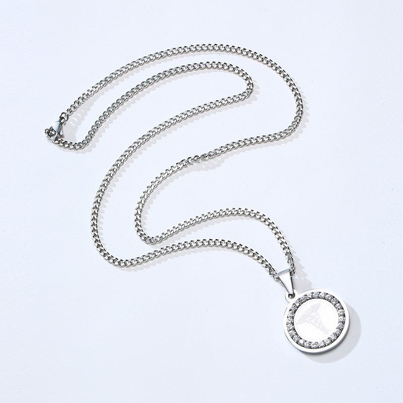 Steel color pendant with chain 3mm*60cm grinding c