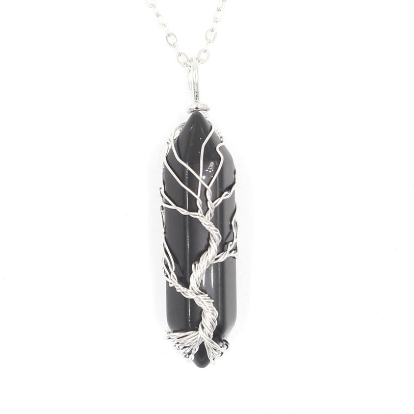 Silver black agate