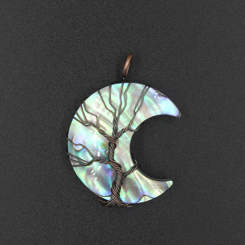 Abalone and Shell One Piece Moon Pendant