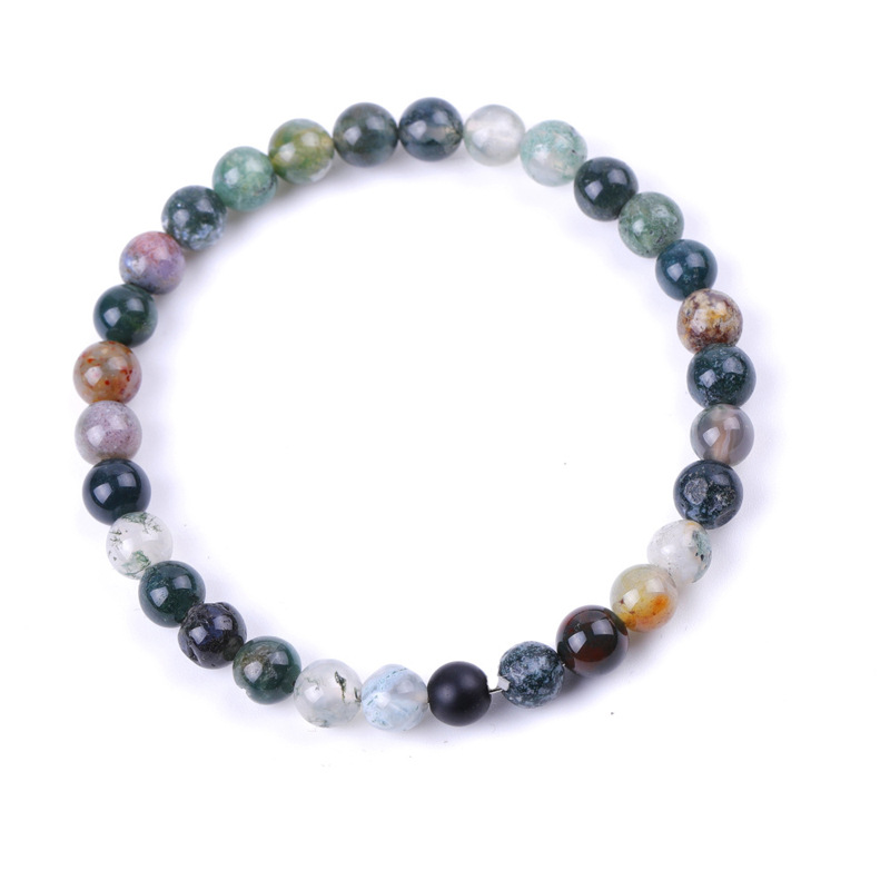 Frosted black stone + Indian agate