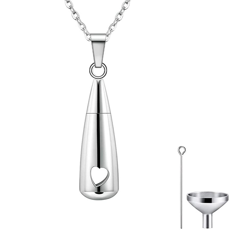Water drop pendant with necklace   stainless steel funnel