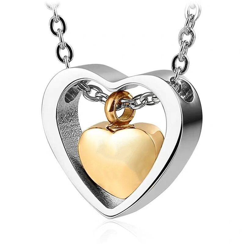Large double heart necklace gold