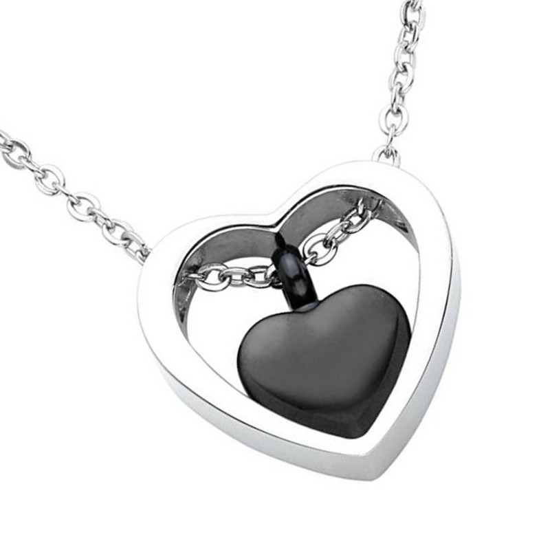 Small Double Heart Necklace Black