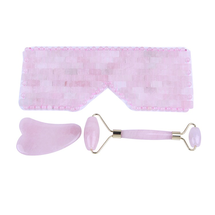 1:Rose Quartz massager with scraping plate and eyeshade gift pack