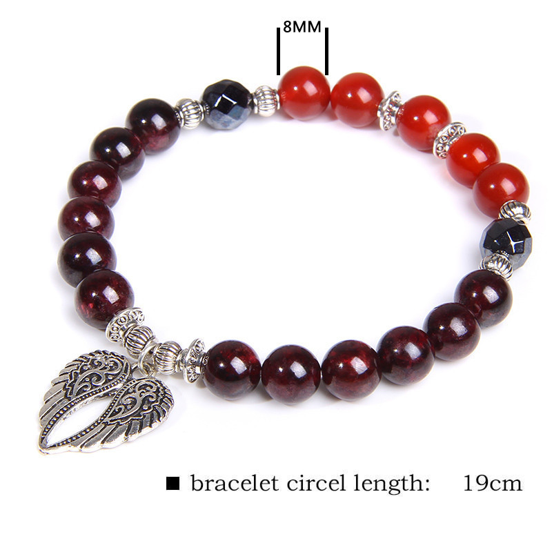 Red agate garnet bracelet 19cm