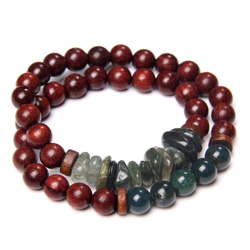 Wooden Bead Indian Agate
