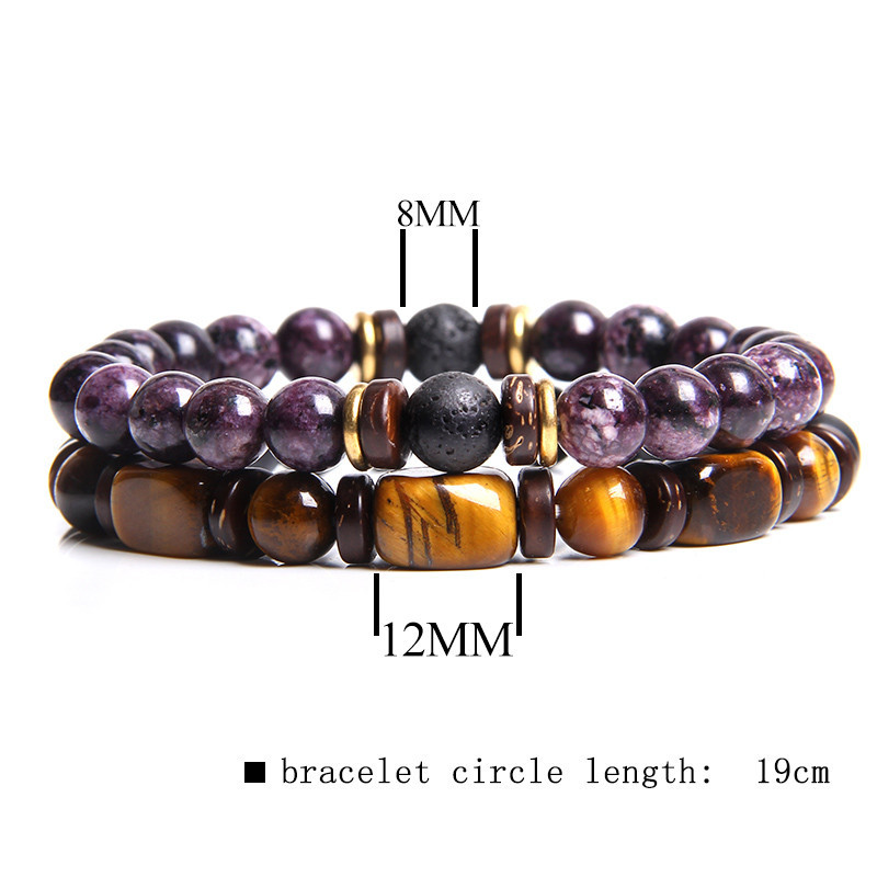 5:Cube Tiger Eye Purple Granite Combination Bracelet