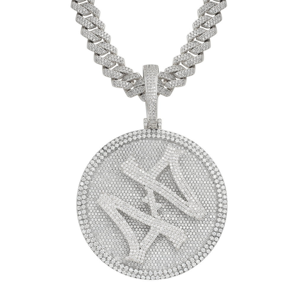 Silver: 20inchx14mm diamond-shaped Cuban chain