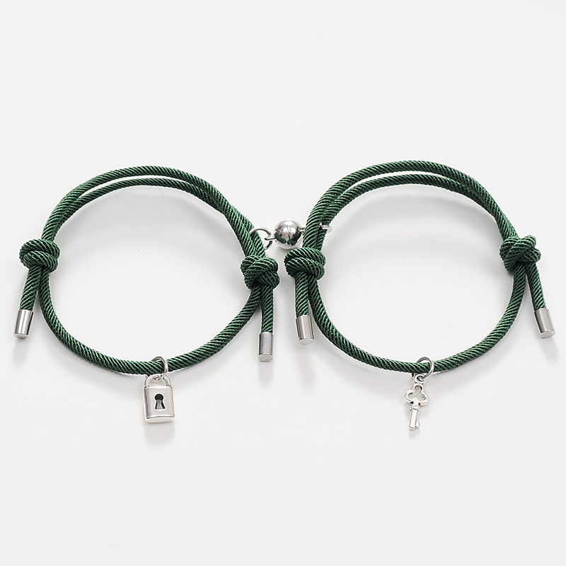A pair of dark green key locks