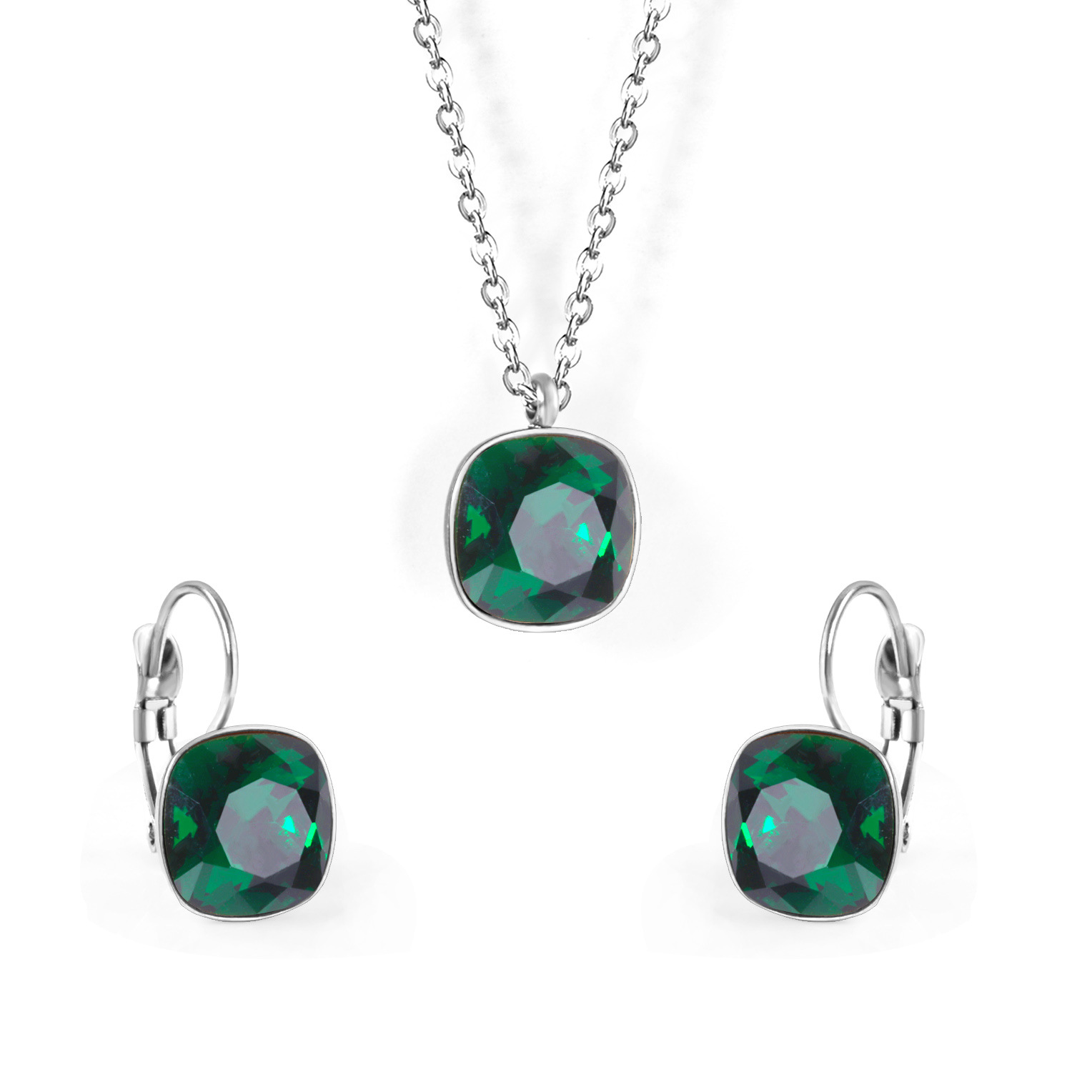 19:Steel Color-Emerald Green Crystal