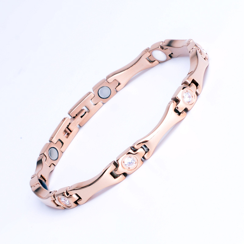 rose gold color plated with clear rhinestone
