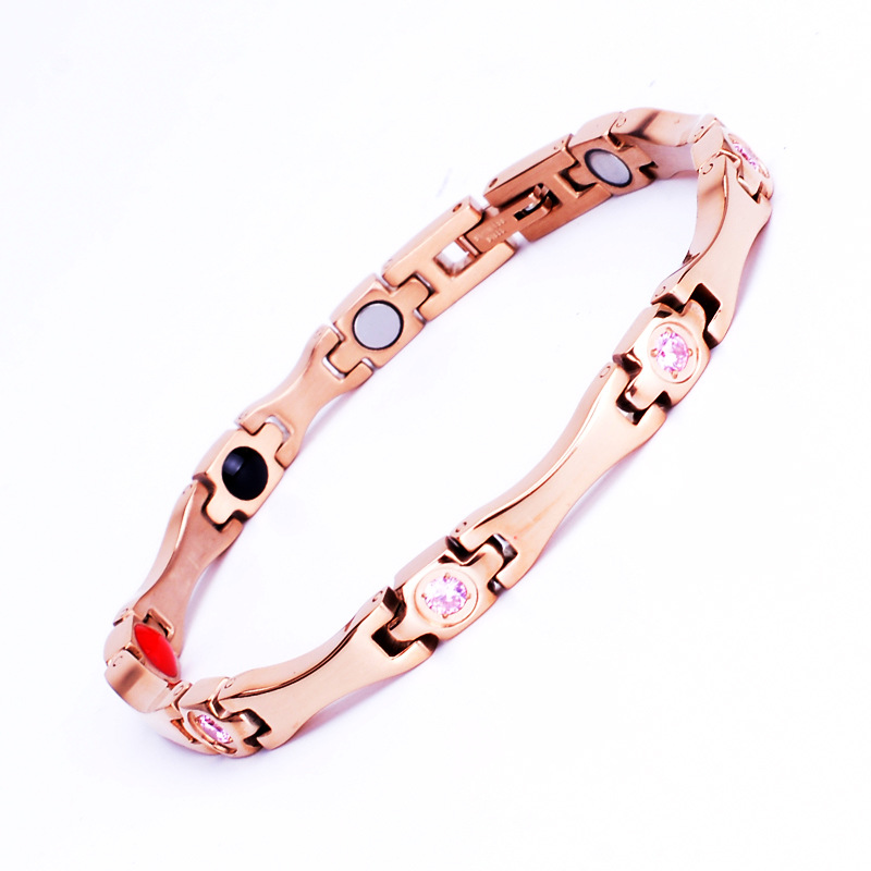 rose gold color plated with pink rhinestone