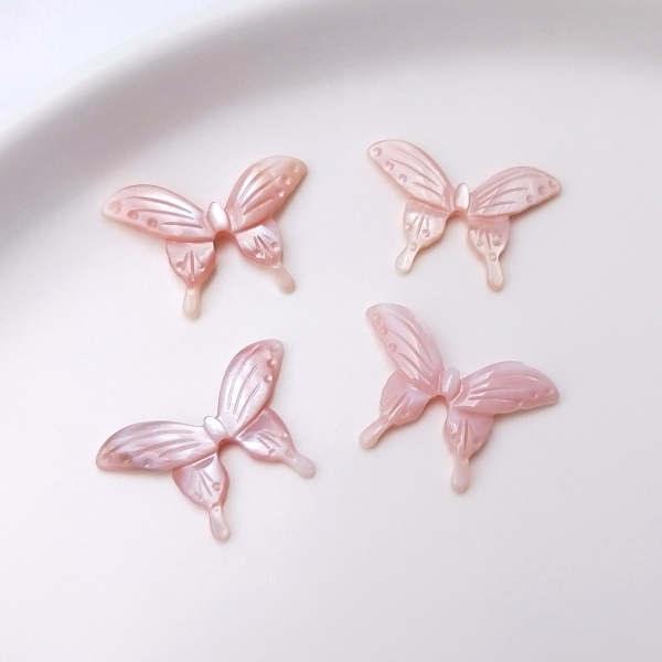 8:Pink shell medium butterfly 19.5x13mm_1 pcs