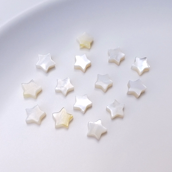 White disc shell five-pointed star 6mm_1pcs