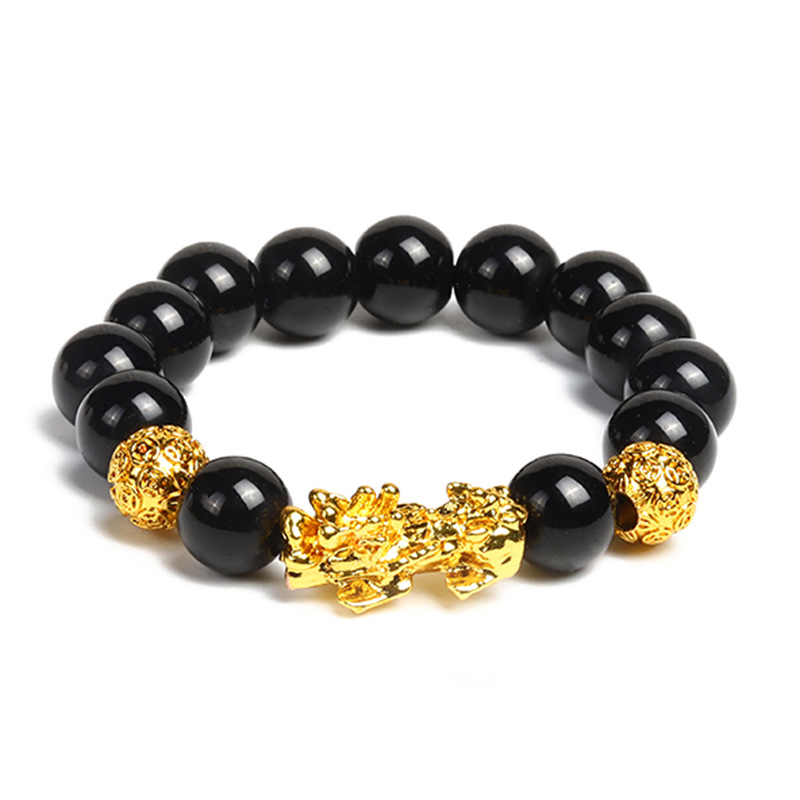 4:12mm black flares gold beads