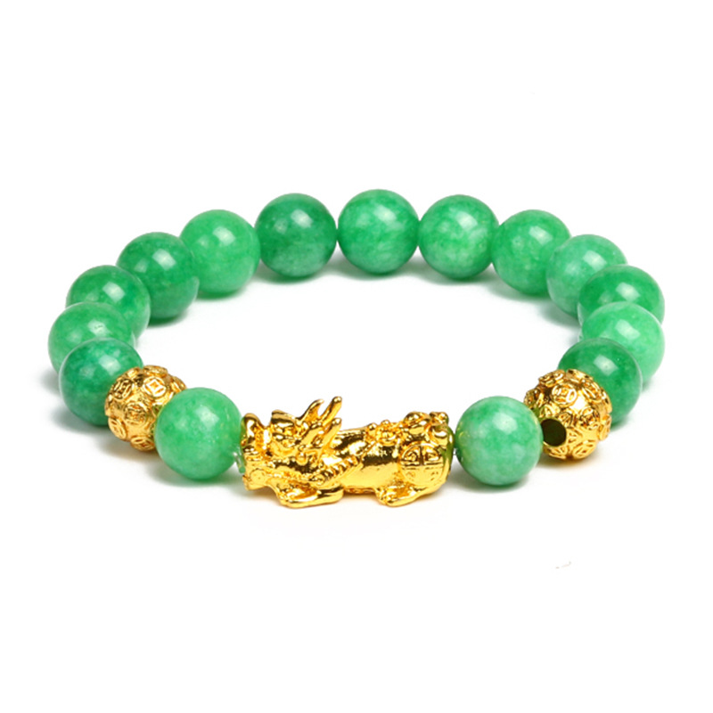10mm single brave with golden beads dry green