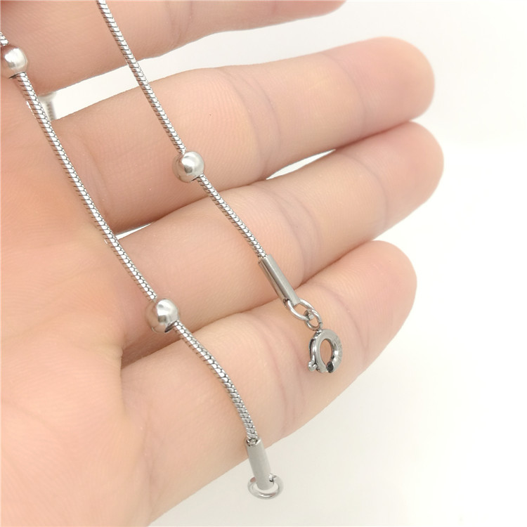 Steel color 1.2mm with beads 39.5cm